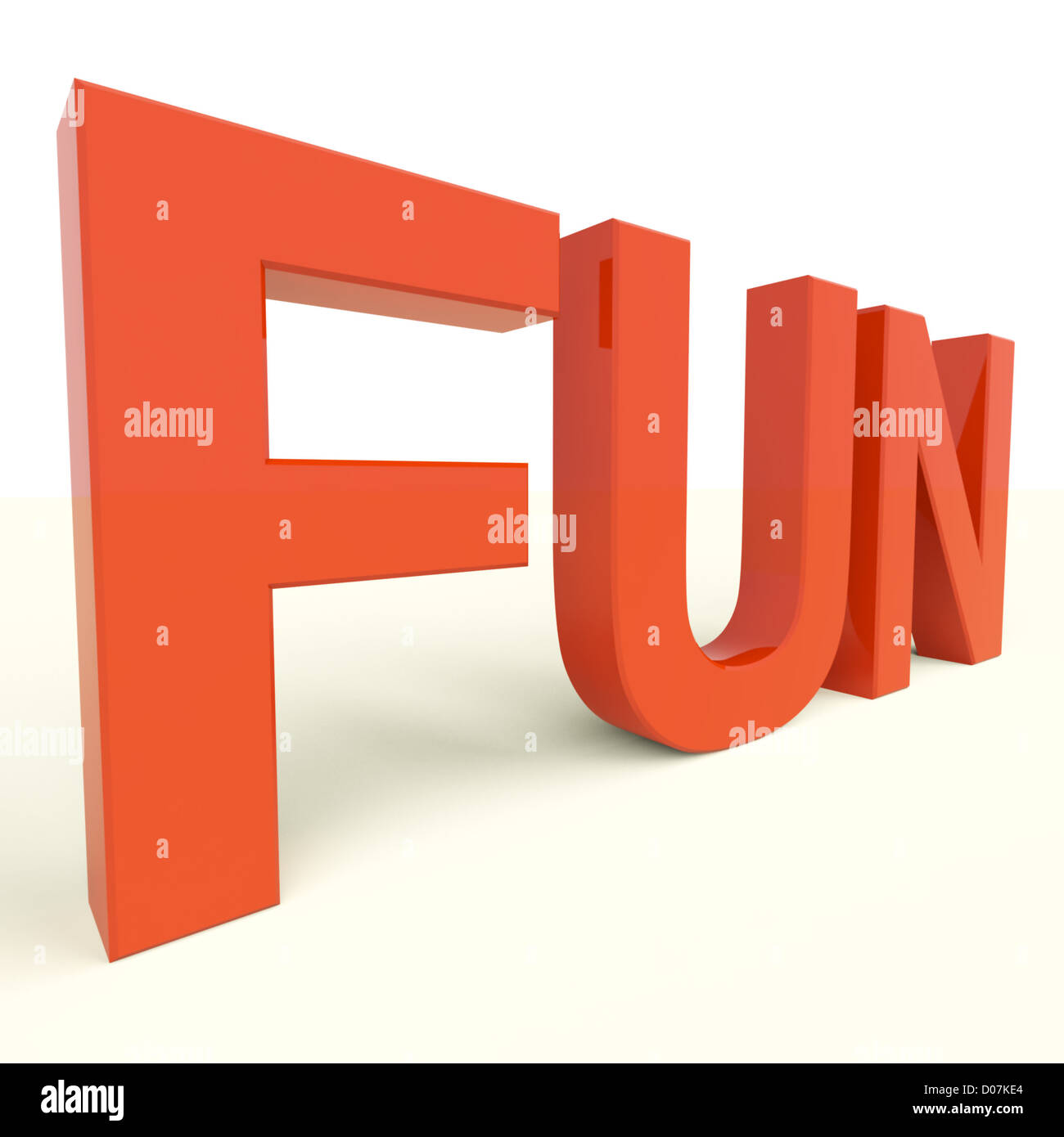 Fun Word In Red Plastic Letters For Enjoyment And Happiness Stock Photo