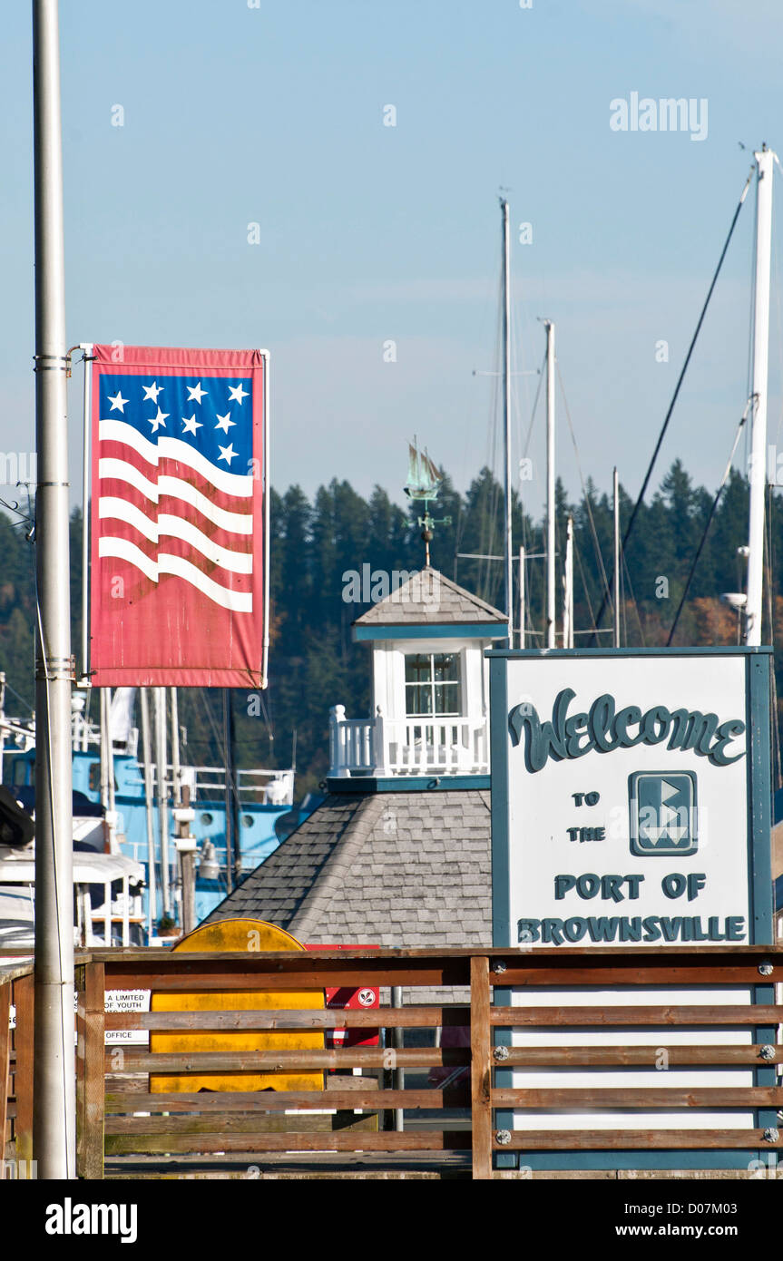 US, WA, Kitsap County, Brownsville. Active marina is located across