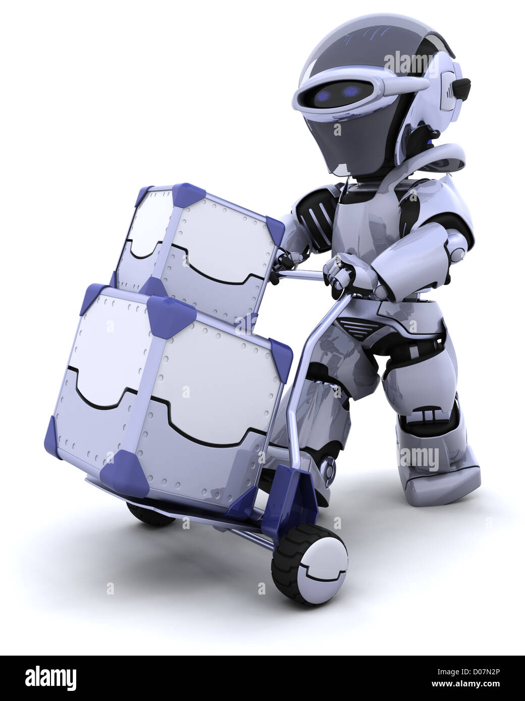 3D render of a robot moving shipping boxes Stock Photo - Alamy