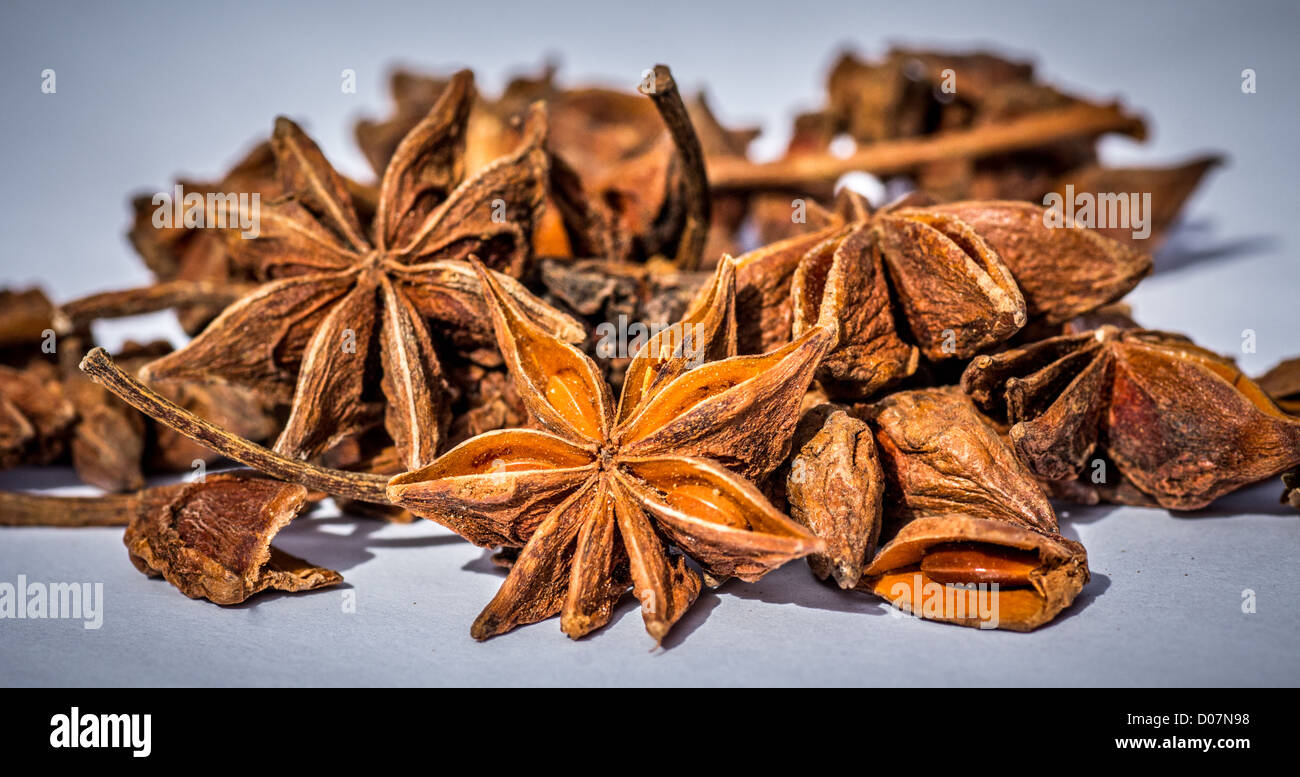 Star anise used as spice and a herbal medicine Stock Photo Alamy