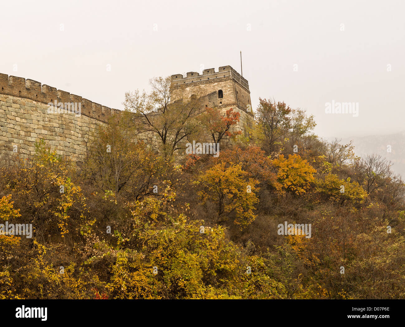 Outside of the Great Wall in China during Autumn Season Stock Photo