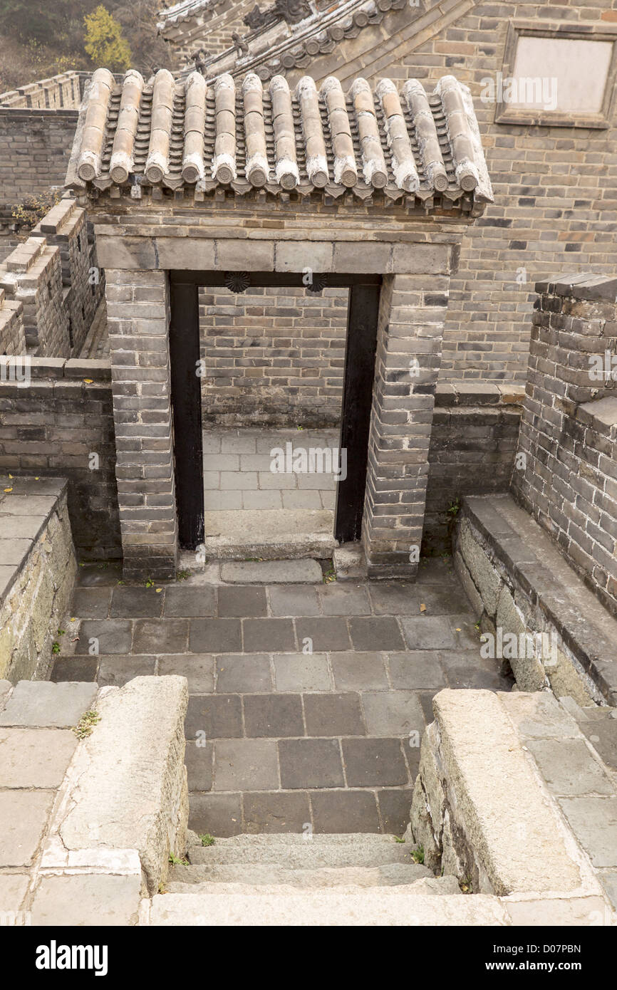 Small doorway in the Great Wall at Mutianyu China Stock Photo