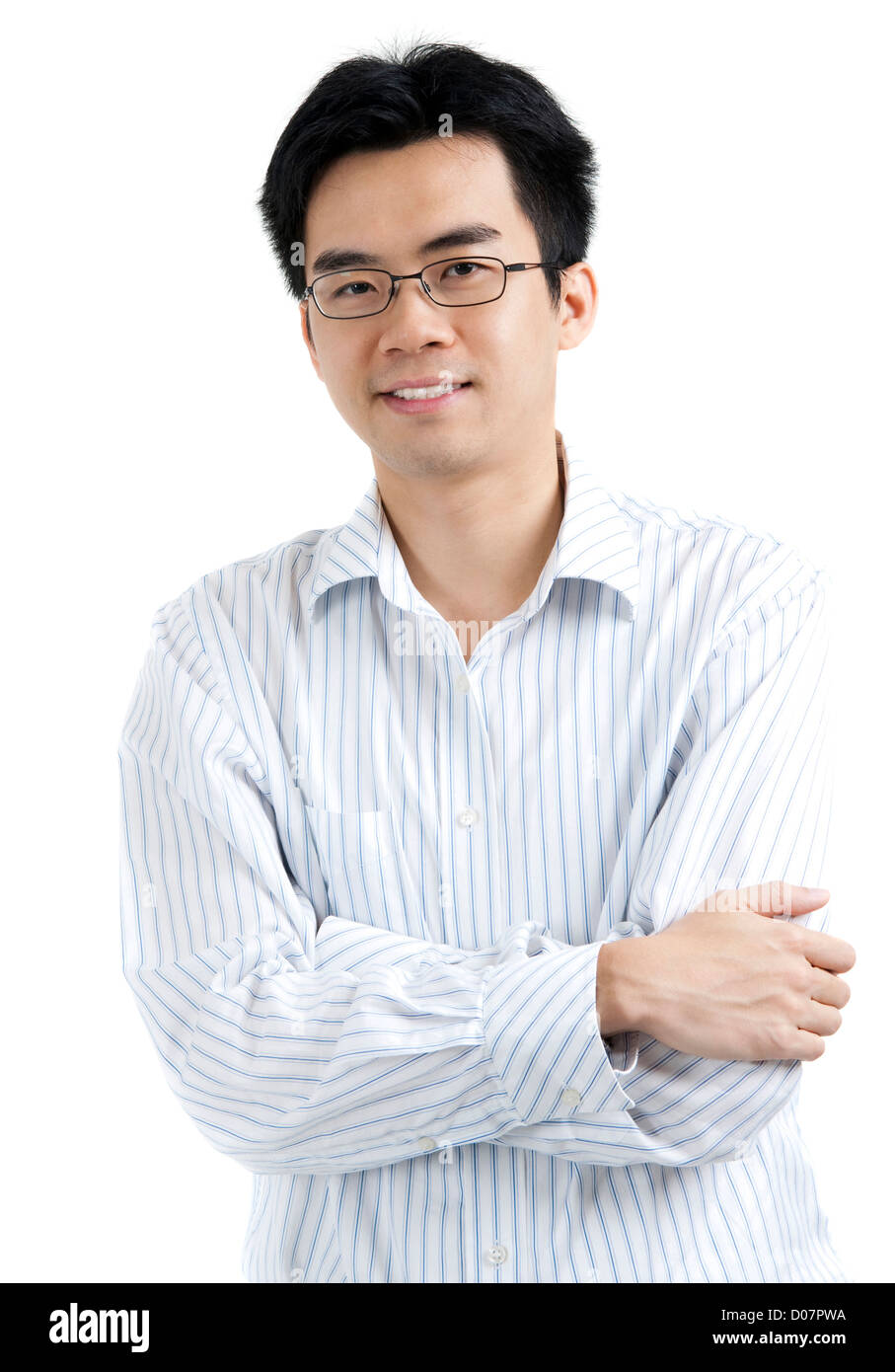 Asian businessman arms crossed isolated on white Stock Photo - Alamy