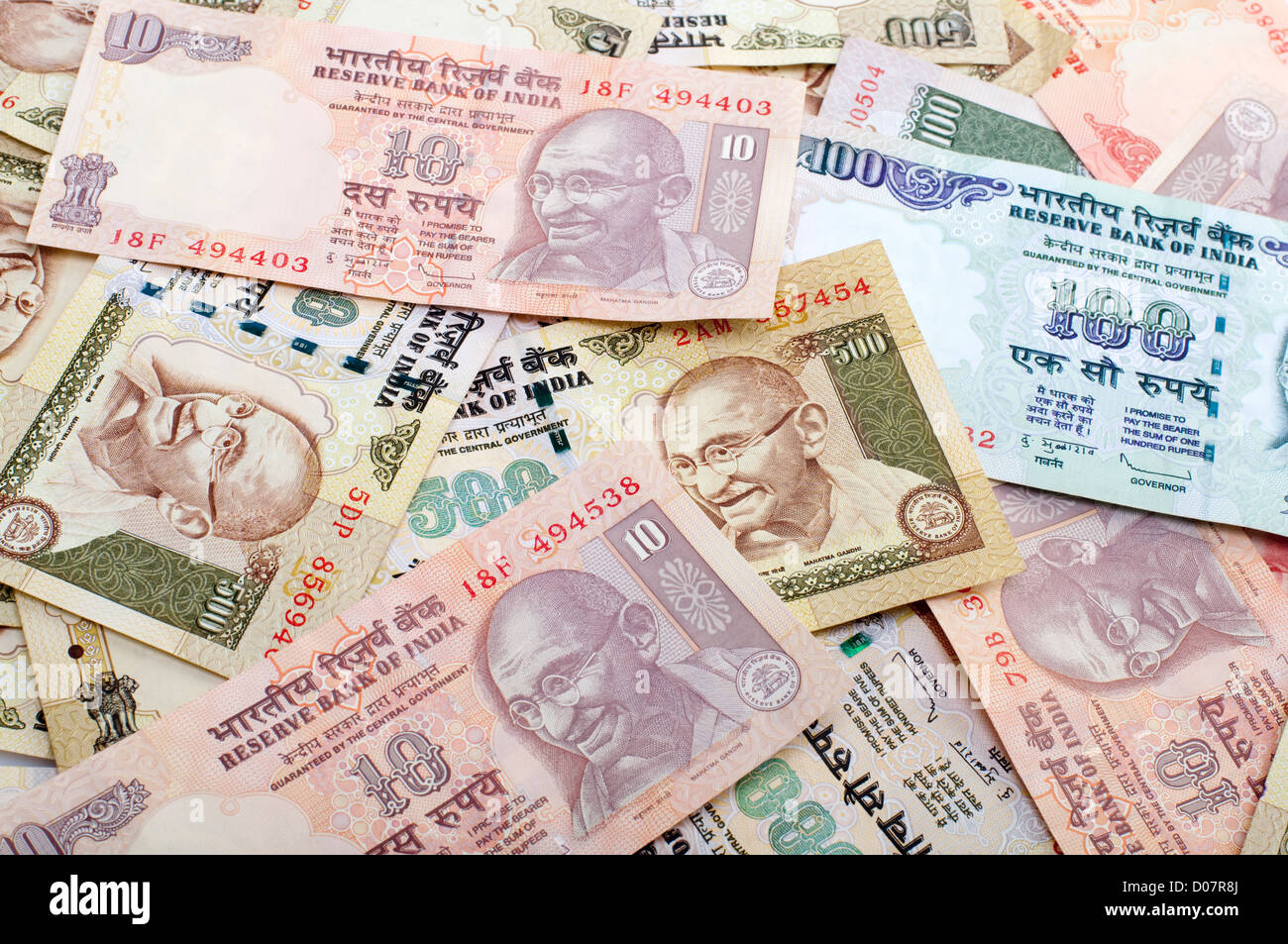 Indian Rupee bank notes background Stock Photo