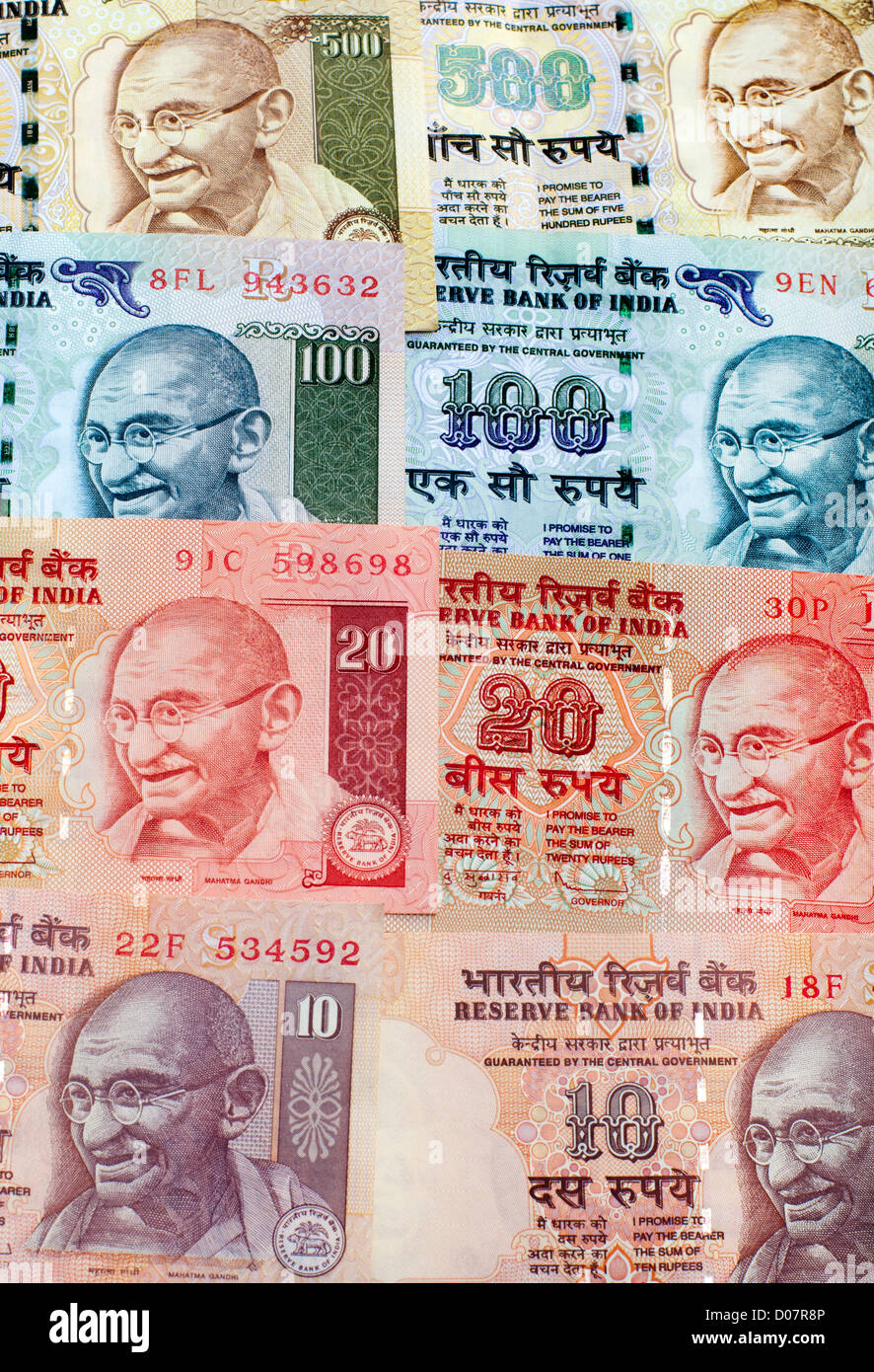 Indian Rupee bank notes background Stock Photo