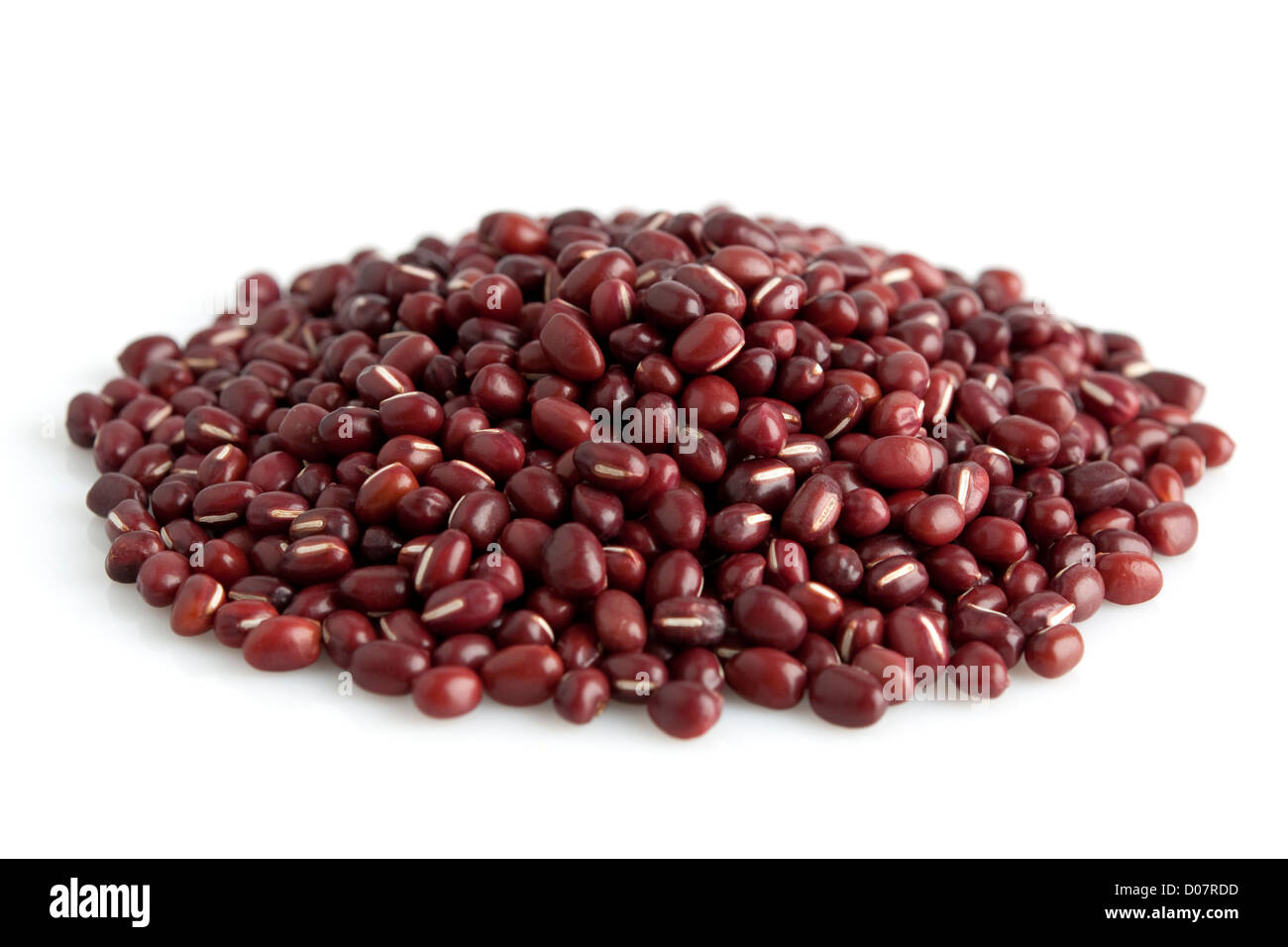 Organic Dried Adzuki Beans on white background Stock Photo