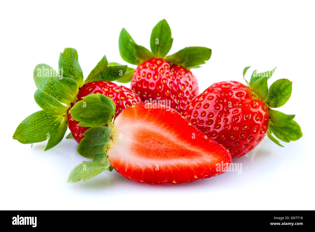 Close up sweet strawberries isolated on white background Stock Photo ...