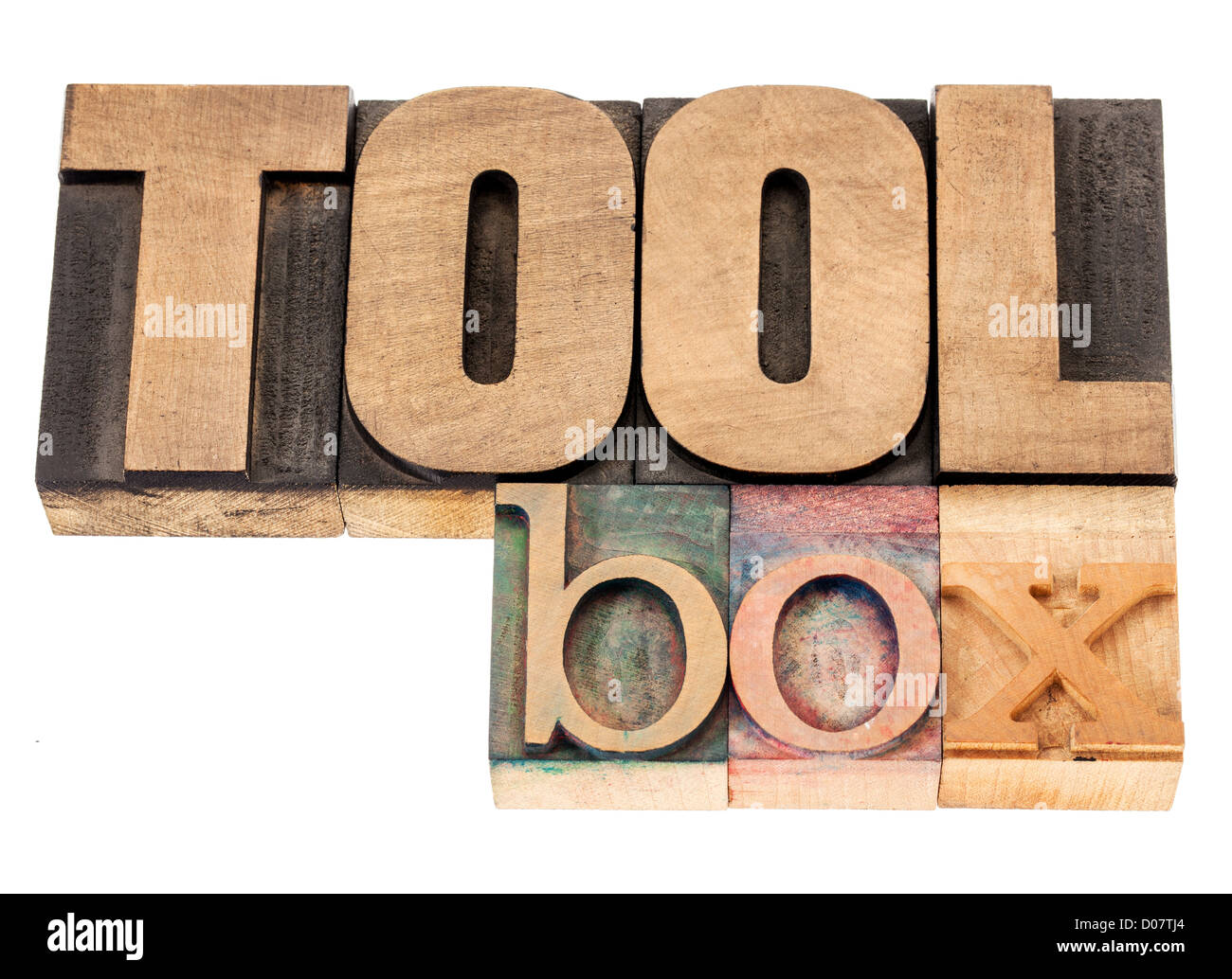 toolbox - isolated word in vintage letterpress wood type blocks Stock Photo