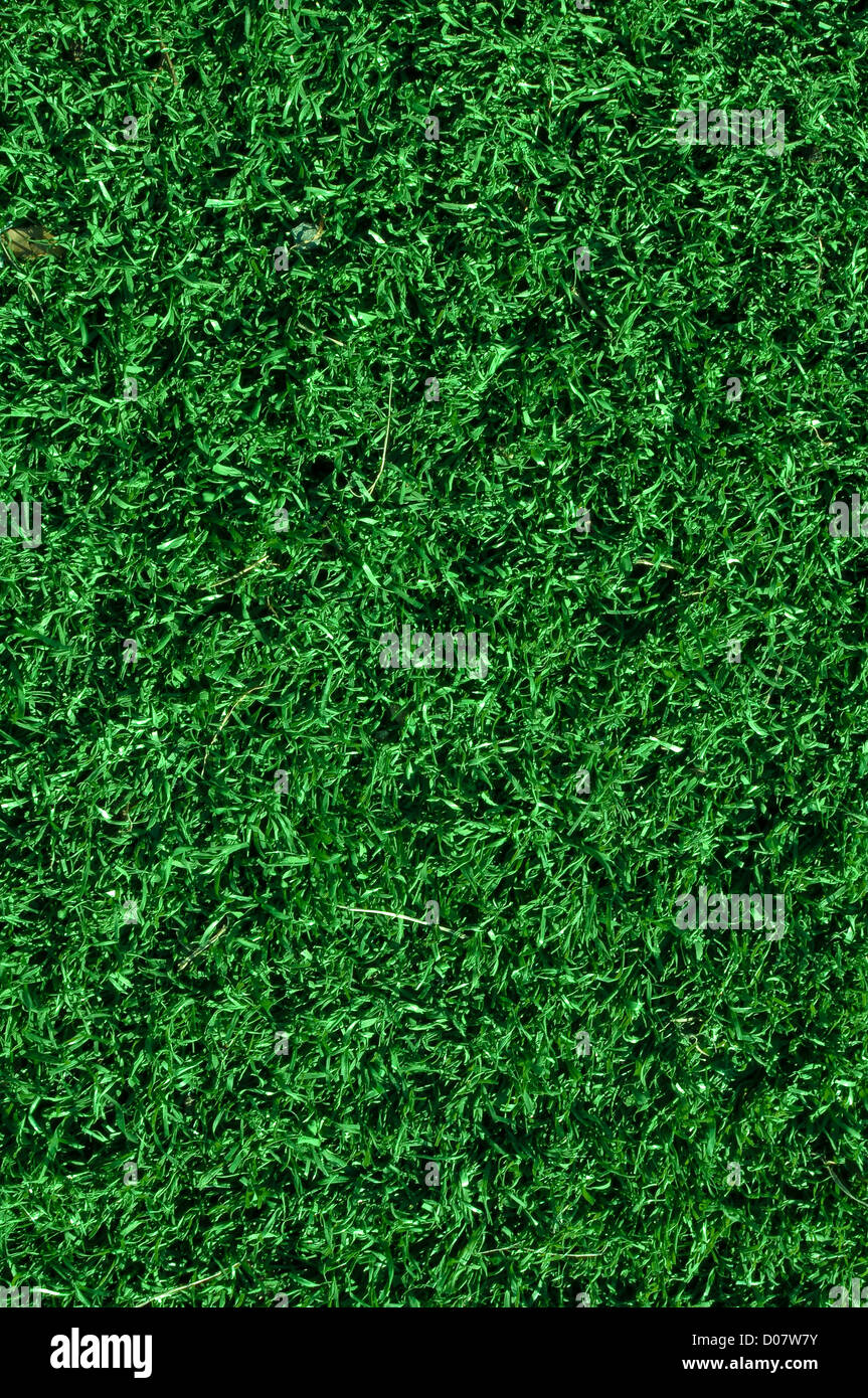 Fake Grass used on sports fields for soccer, baseball and football Stock Photo