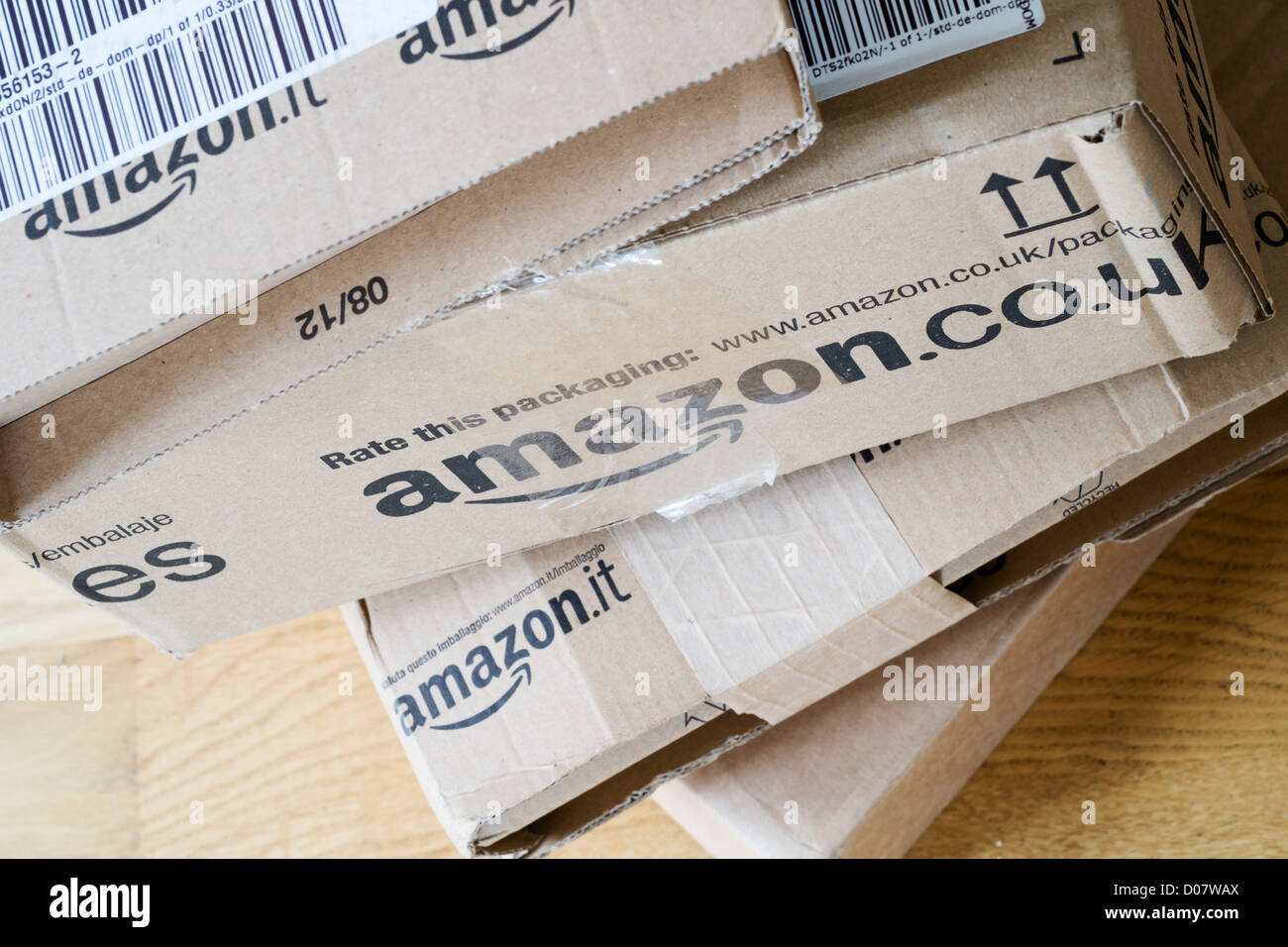 Detail of several boxes from Amazon.com Stock Photo