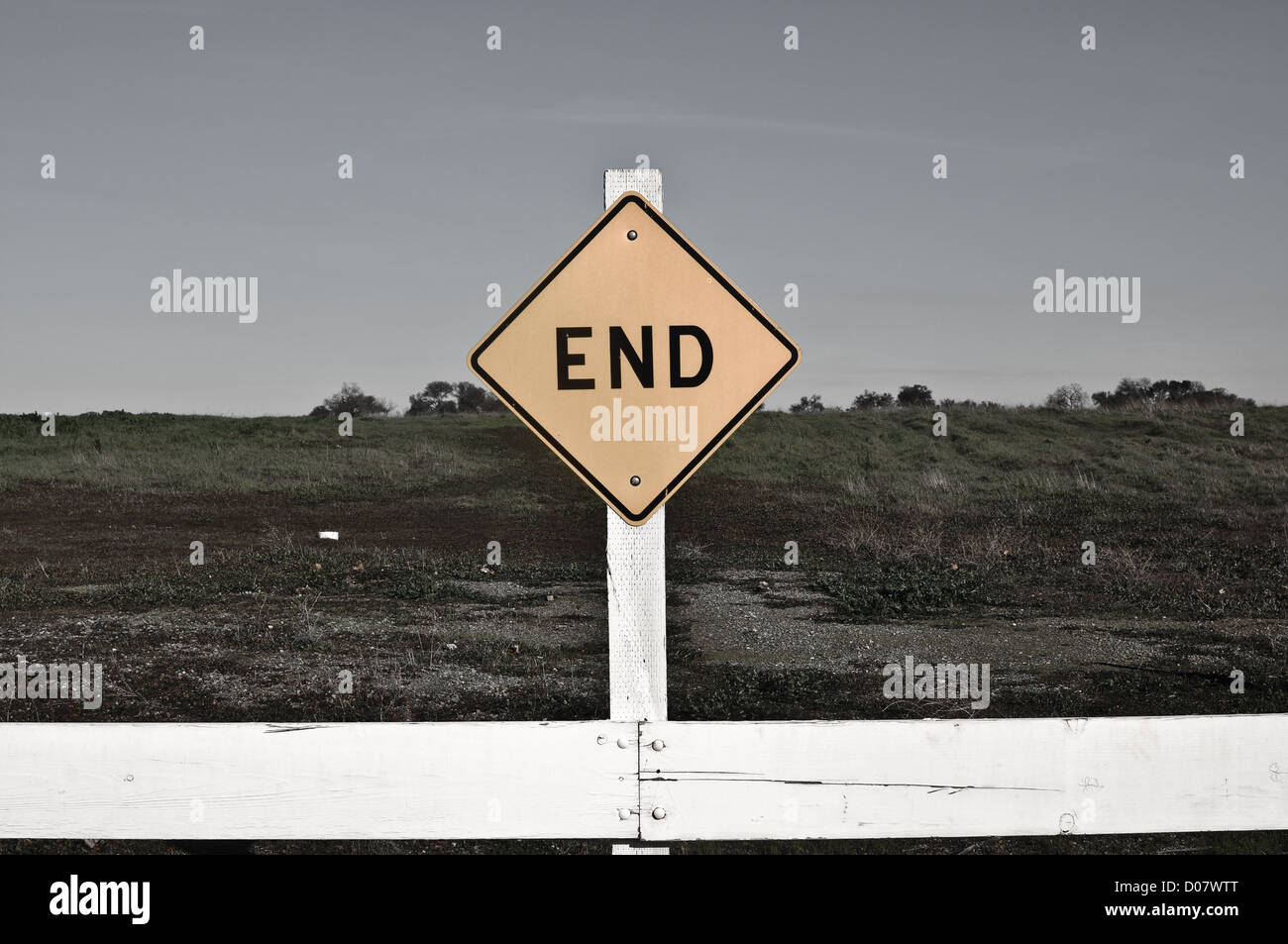 Dark End Sign used to represent death Stock Photo