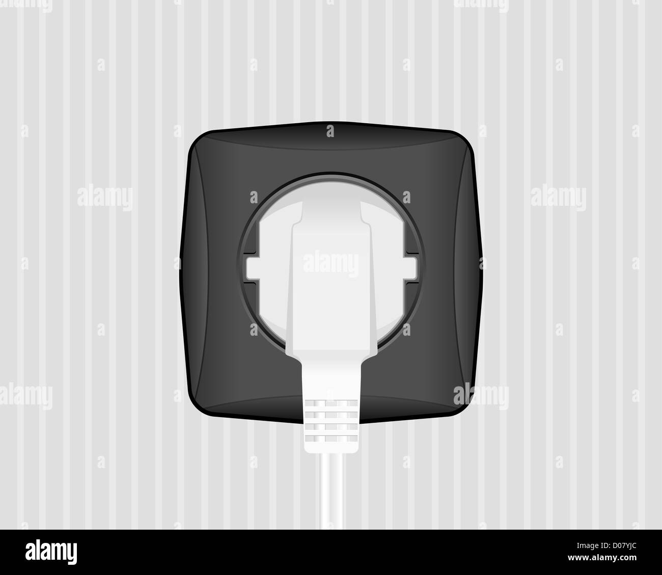 Electric plug and socket on a wall. Vector illustration Stock Photo - Alamy