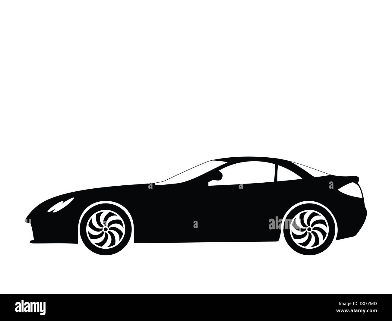 Black silhouette on a sport car. Vector illustration. Stock Photo