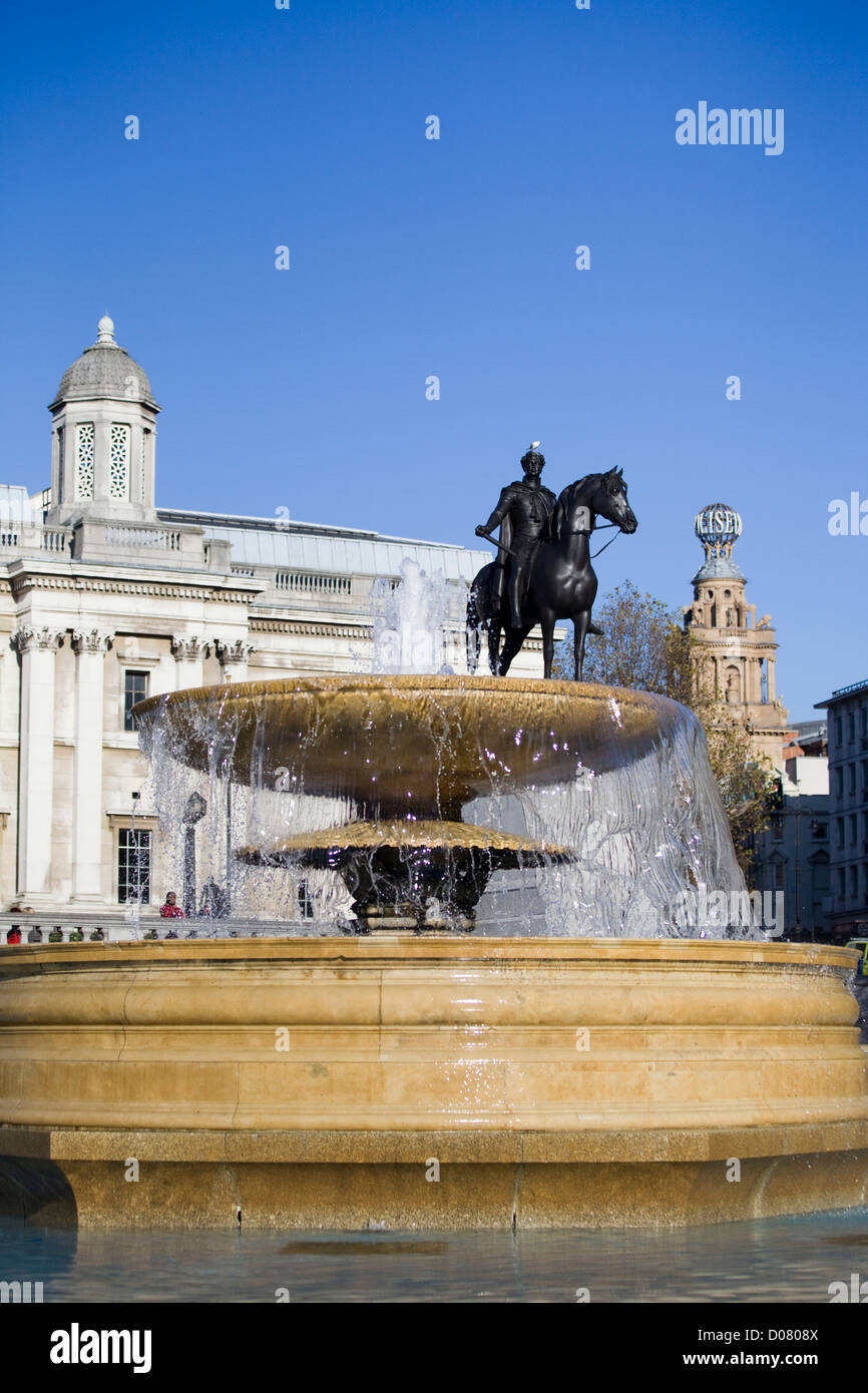 Water fountain and statue in London Stock Photo