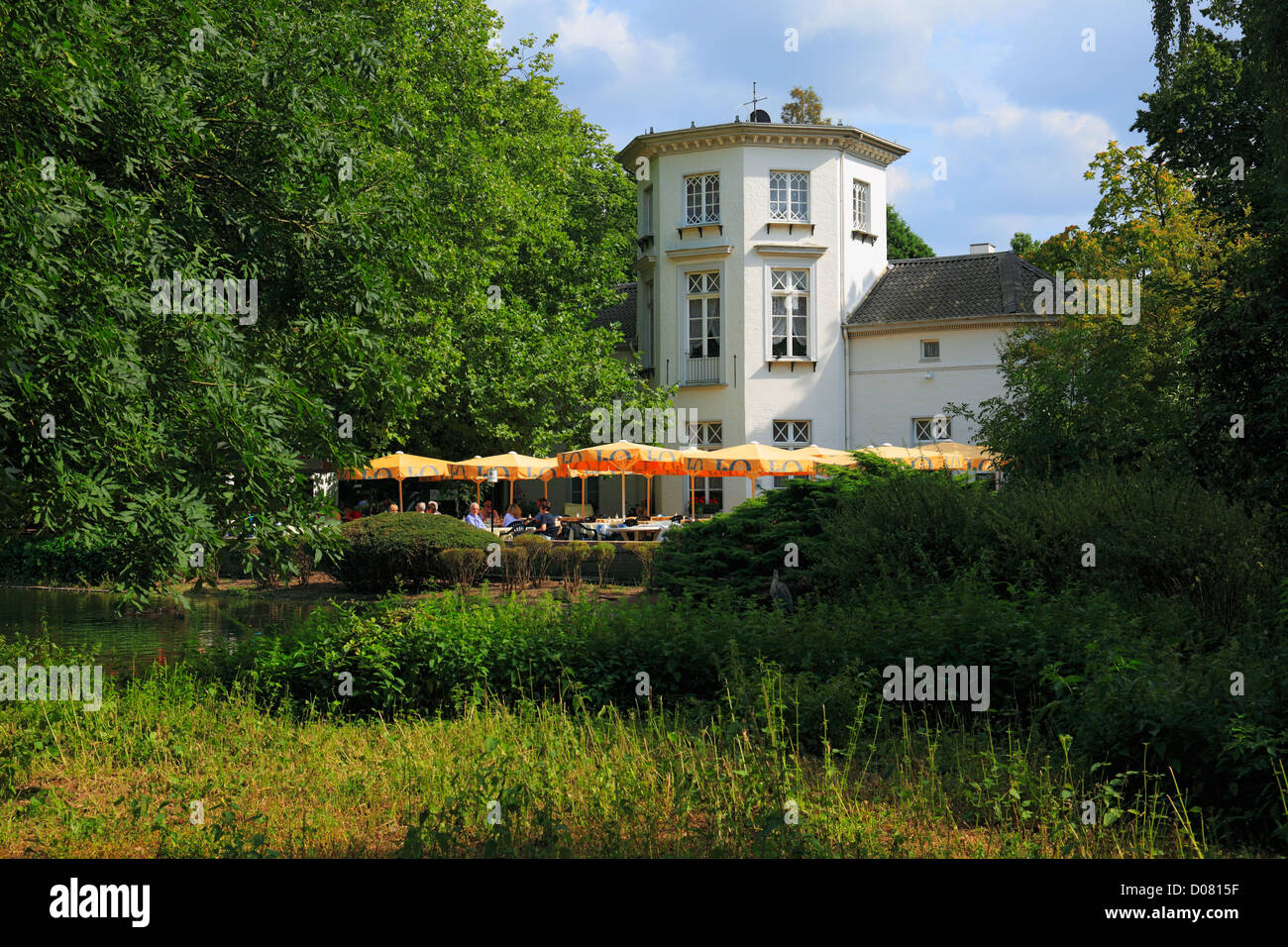 Restaurant Grotenburgschloesschen im Krefelder Zoo in Krefeld-Bockum, Niederrhein, Nordrhein-Westfalen Stock Photo