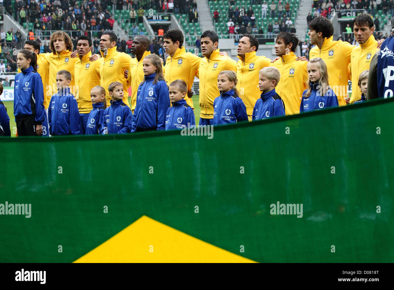 Brazil team group line-up (BRA),  OCTOBER 16, 2012 - Football / Soccer : of Japan in action during the International Friendly Match between Japan - Brazil at Stadion Wroclaw, Wroclaw, Poland.  (Photo by AFLO) [2268] Stock Photo