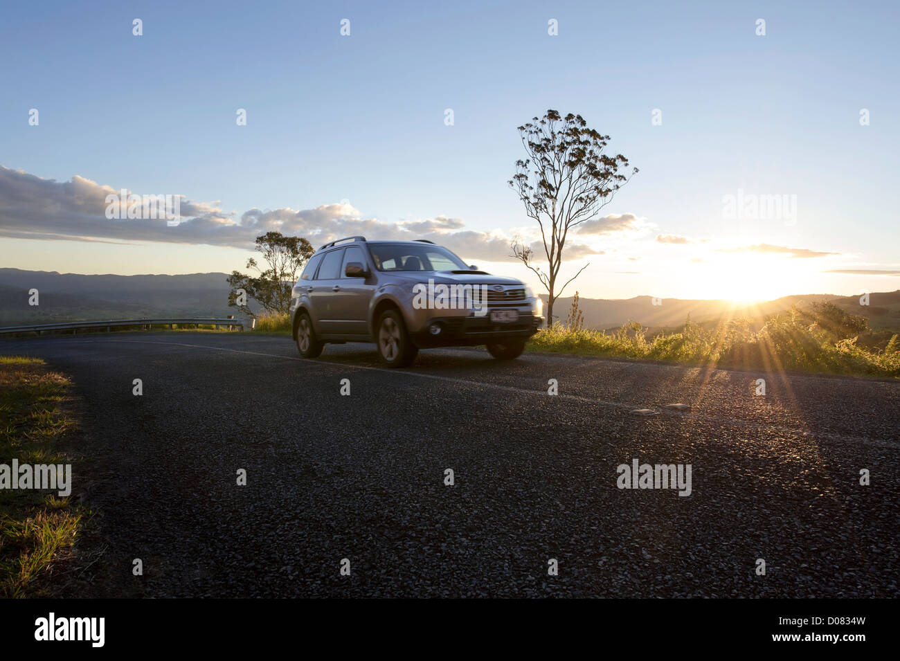 Car suv 4wd country countryside rural road setting hires stock