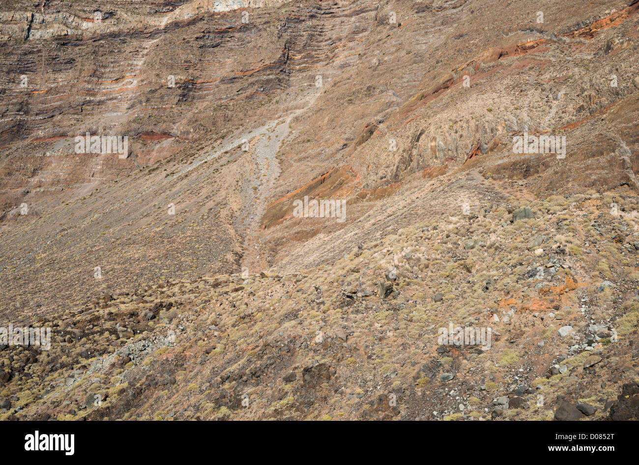 A section of the massive cliff (more than 1 km high) of the El Golfo embayment, Las Puntas, El Hierro, Canary Islands, Spain Stock Photo