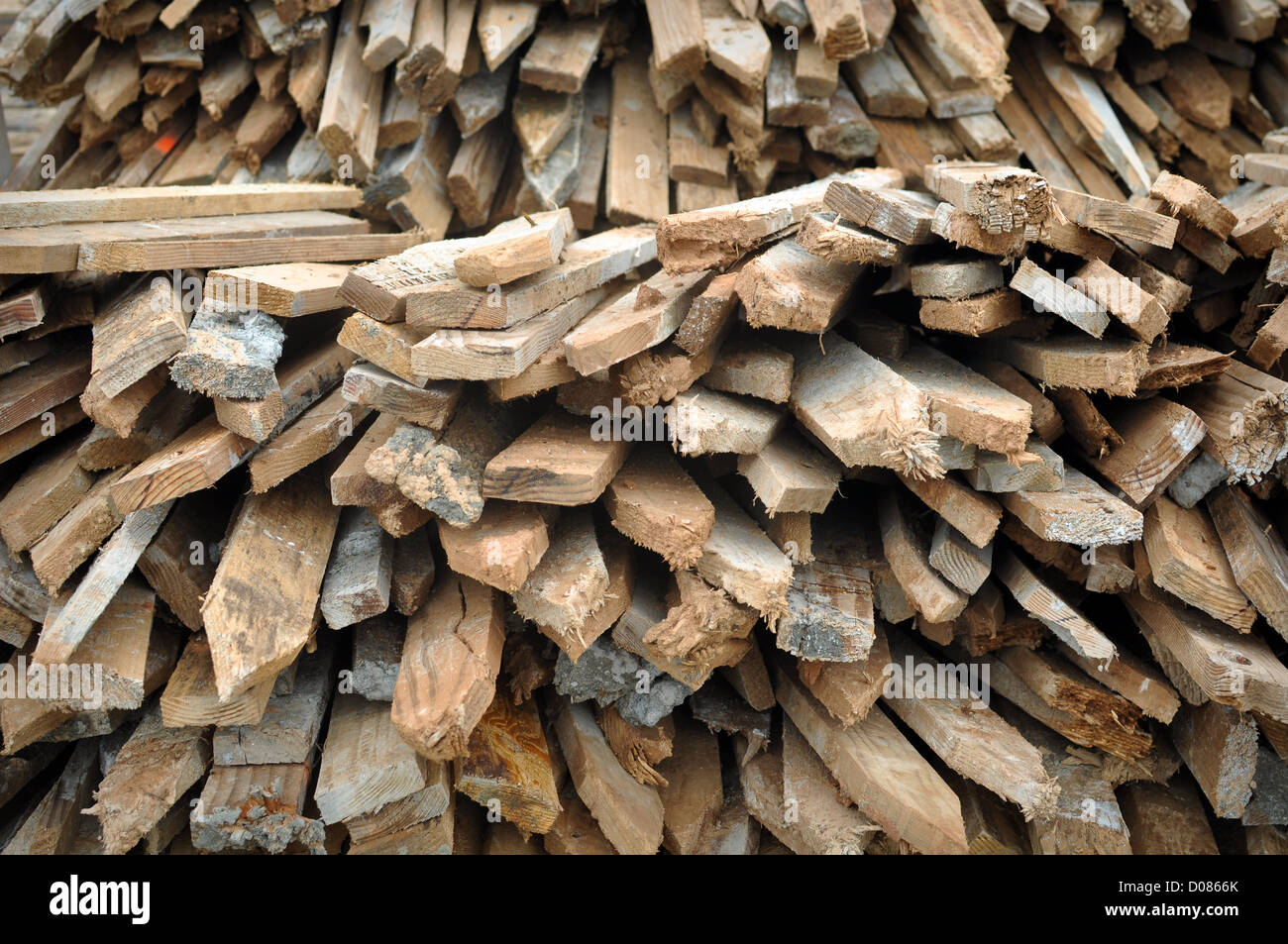 Stack of Wooden Fence Posts Close Up Stock Photo