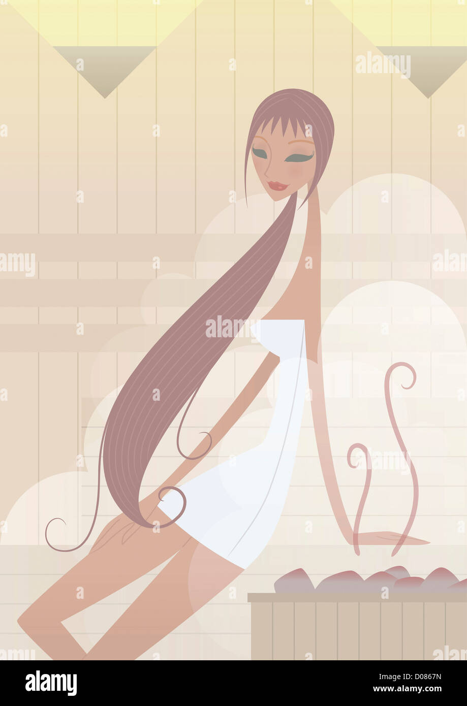 Woman taking a sauna bath Stock Photo Alamy