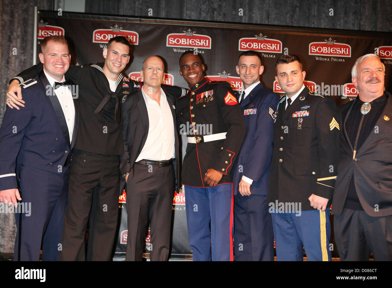 Bruce Willis with Troops and Veterans Vodka brand 'Sobieski' hold an ...