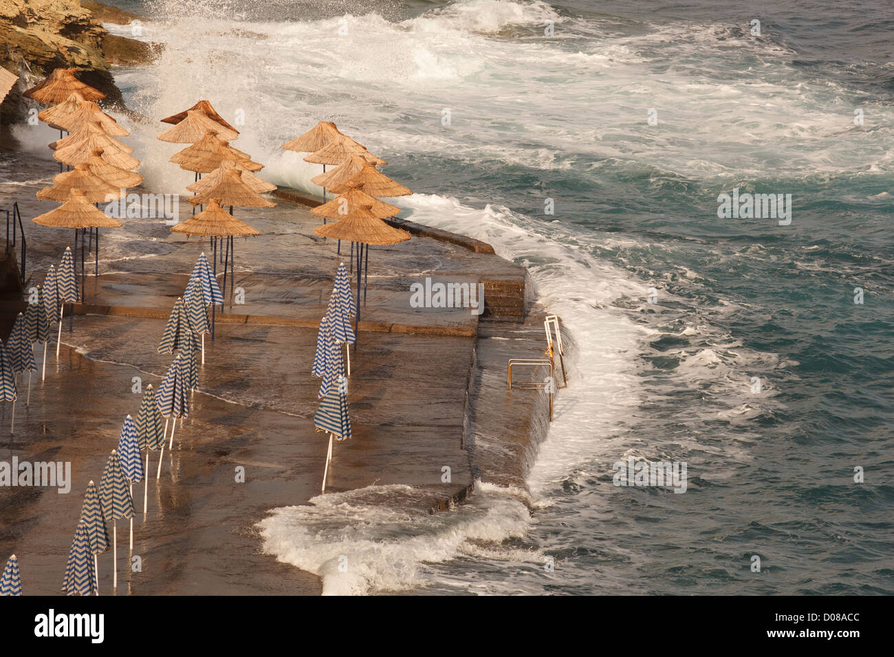 Storm at the sea with splashes of water Stock Photo - Alamy