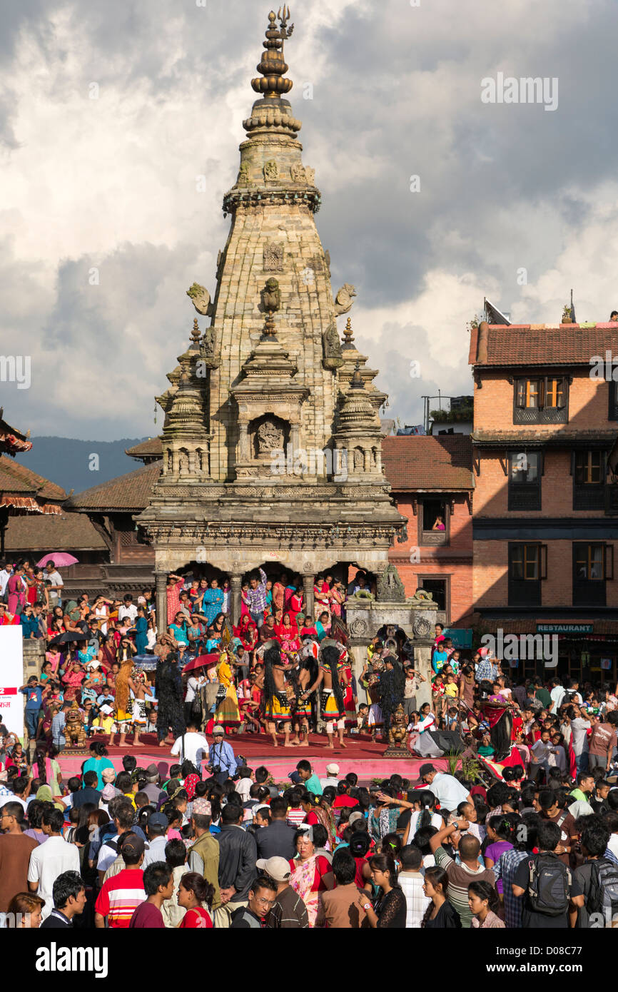 Bhaktapur Durbar Square during the street festival 2012 in Nepal. Stock Photo