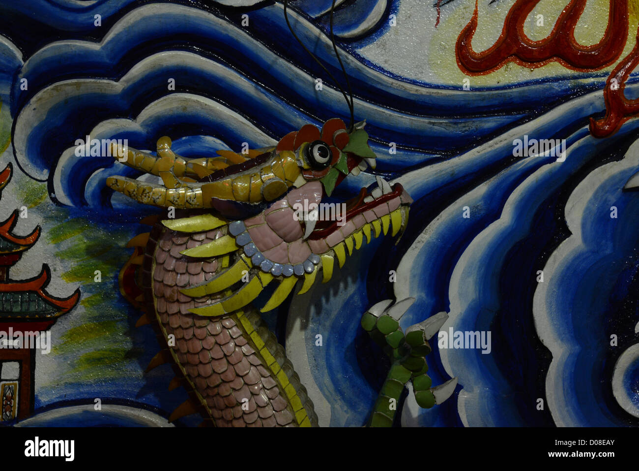 Chinese temple dragon painting detail Stock Photo - Alamy