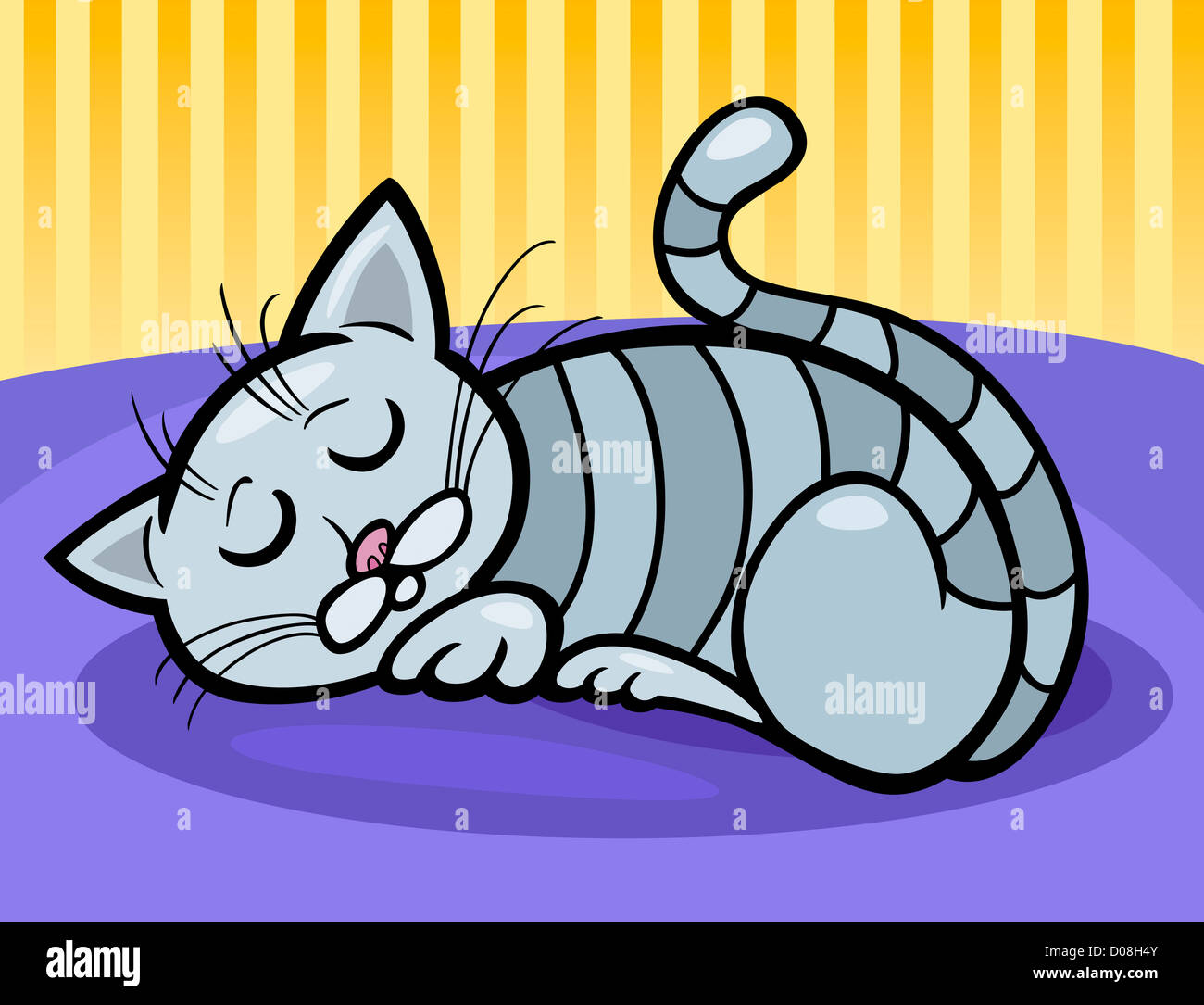Cartoon Illustration Of Gray Tabby Cat Sleeping At Home Stock Photo Alamy Cartoon Illustration Of Gray Tabby Cat Sleeping At Home Stock Photo Alamy