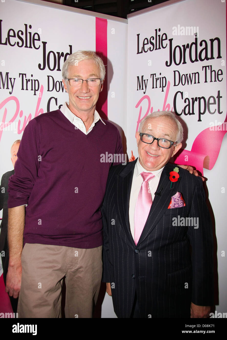 Paul O'Grady and Leslie Jordan attend a press launch for Leslie Jordan's  new book 'My Trip Down The Pink Carpet'held at The Stock Photo - Alamy