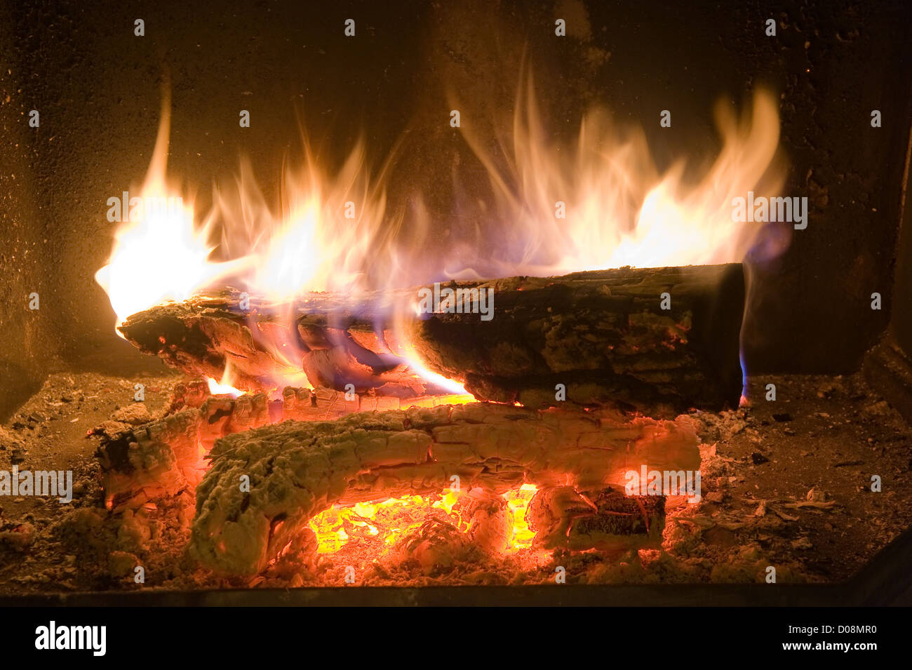 Fireplace in a living room Stock Photo