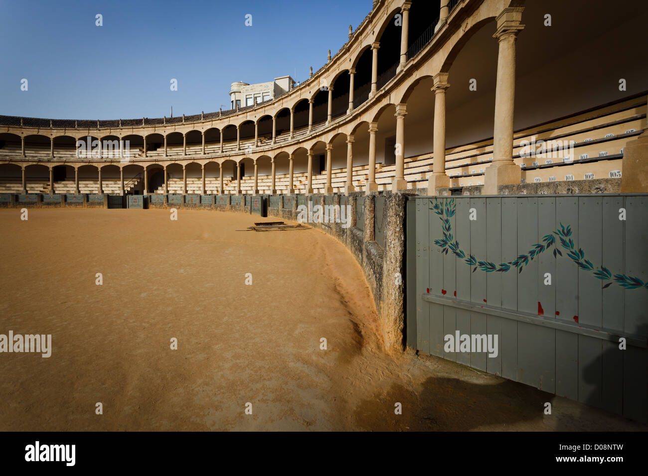 Closeup of decorated entry door for bull into the ring for a bullfight in Ronda, Spain Stock Photo