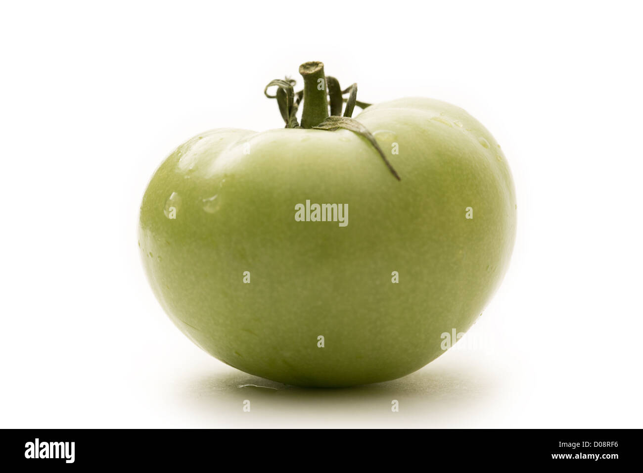 Green tomato on white background Stock Photo - Alamy