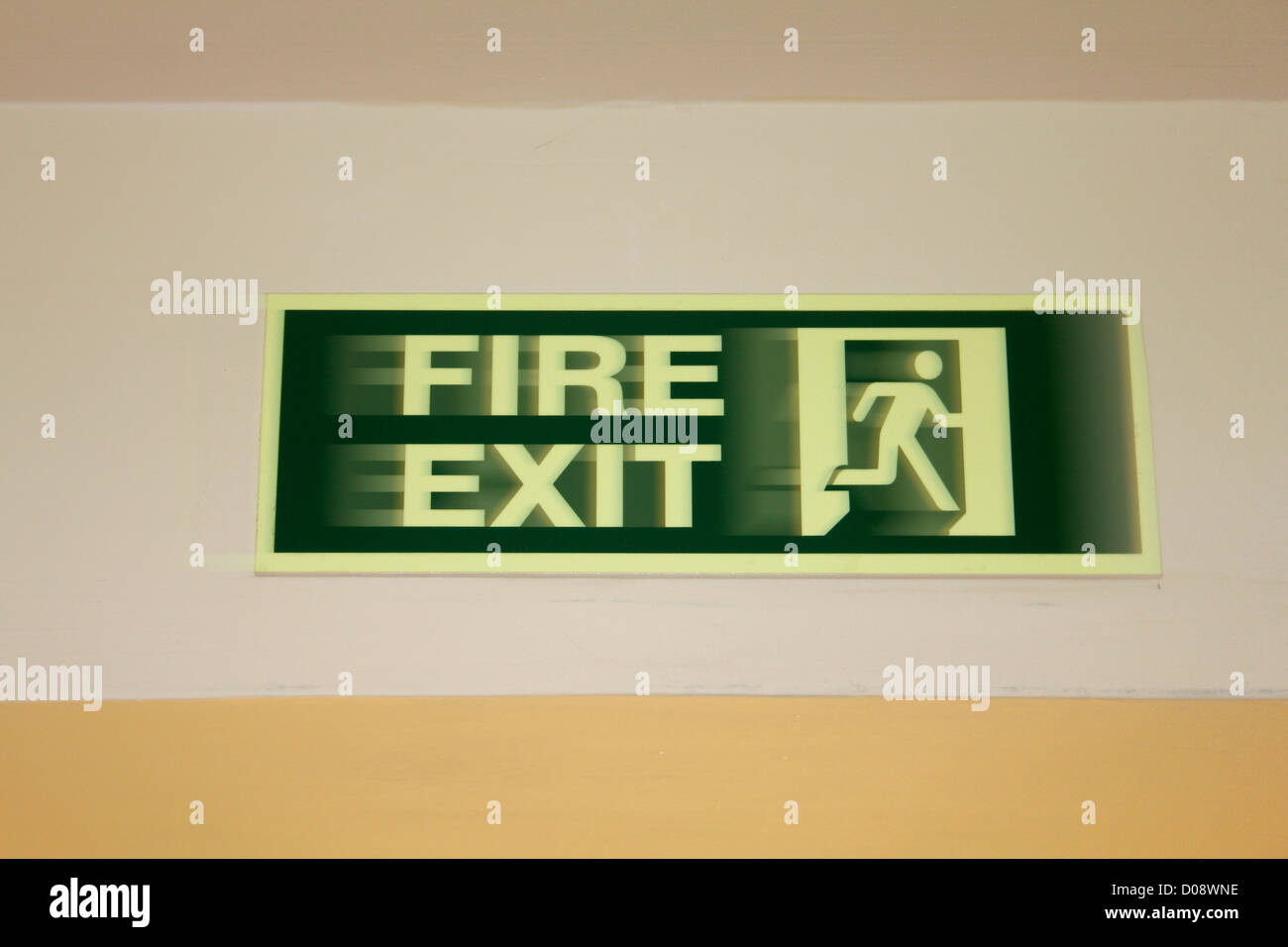 Fire exit sign. Stock Photo