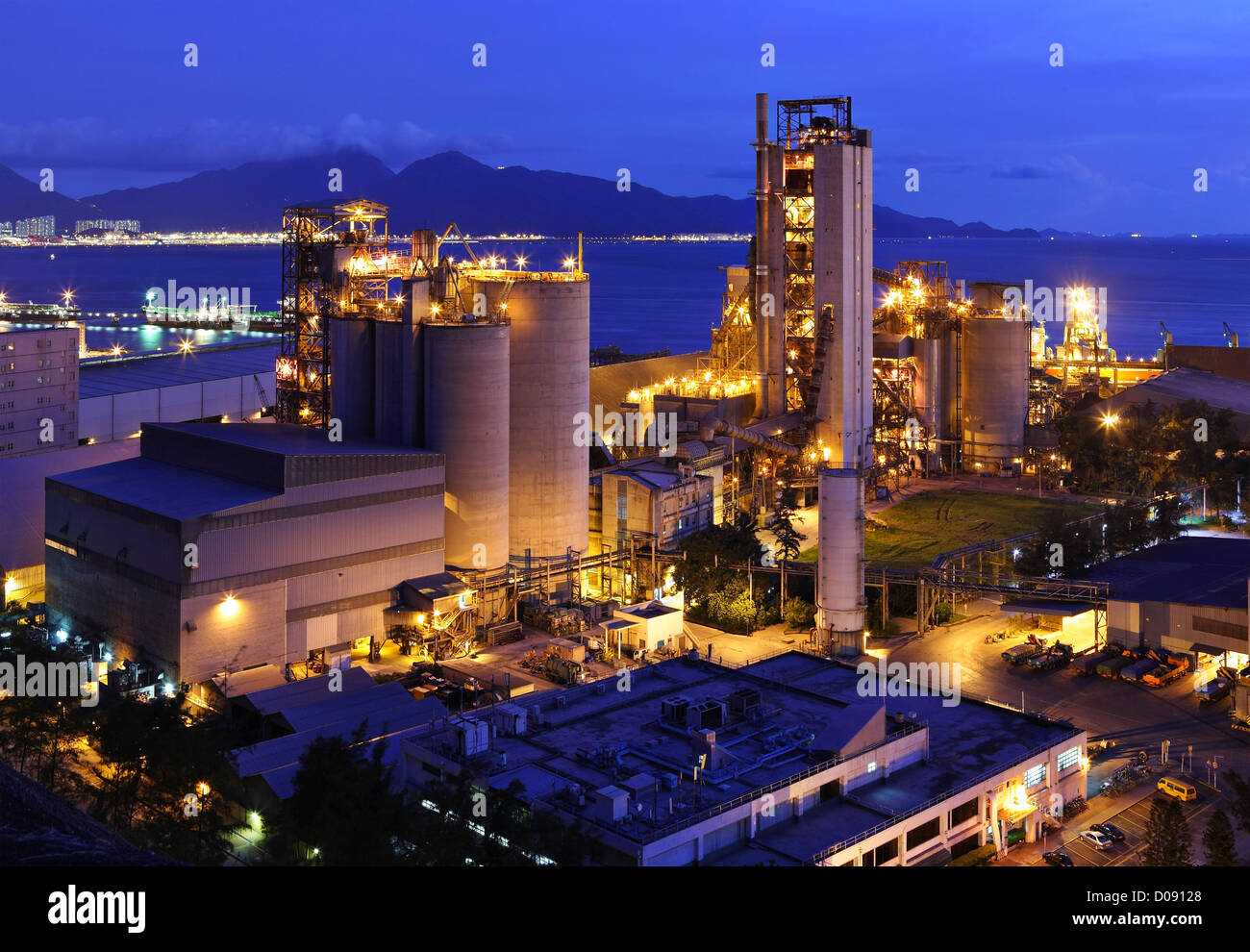 cement factory at night Stock Photo Alamy