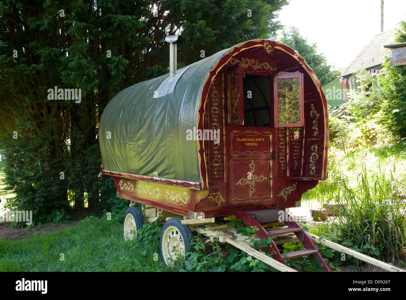 The gypsy caravan, Blackberry Wood, East Sussex, England. Stock Photo