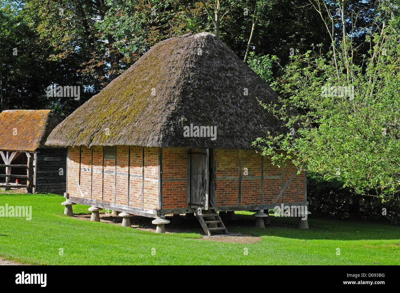 The eighteenth century Granary from Littlehampton reconstructed at the Weald and Downland Open Air Museum, Singleton. Stock Photo