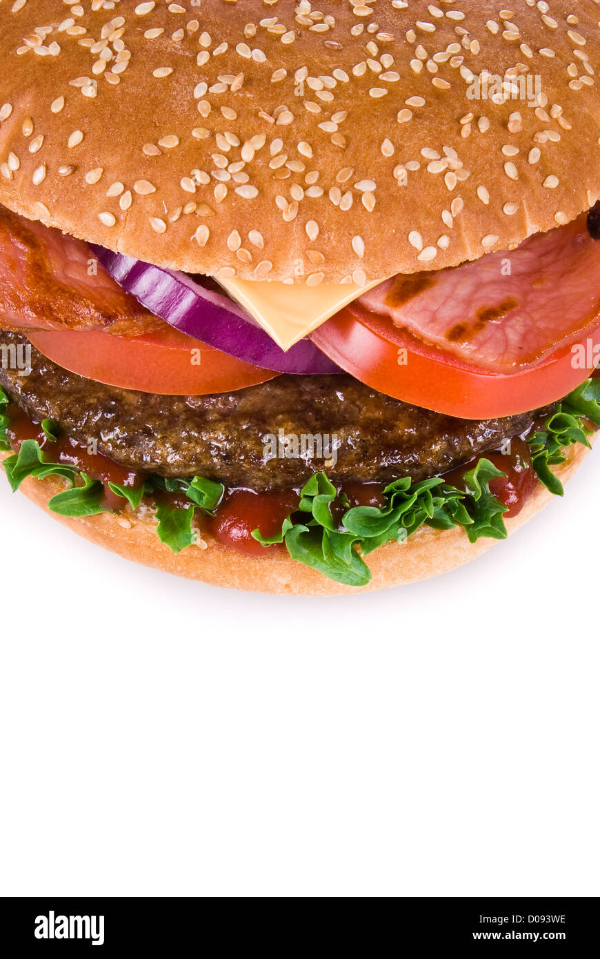 Beef and bacon burger isolated over white background Stock Photo - Alamy