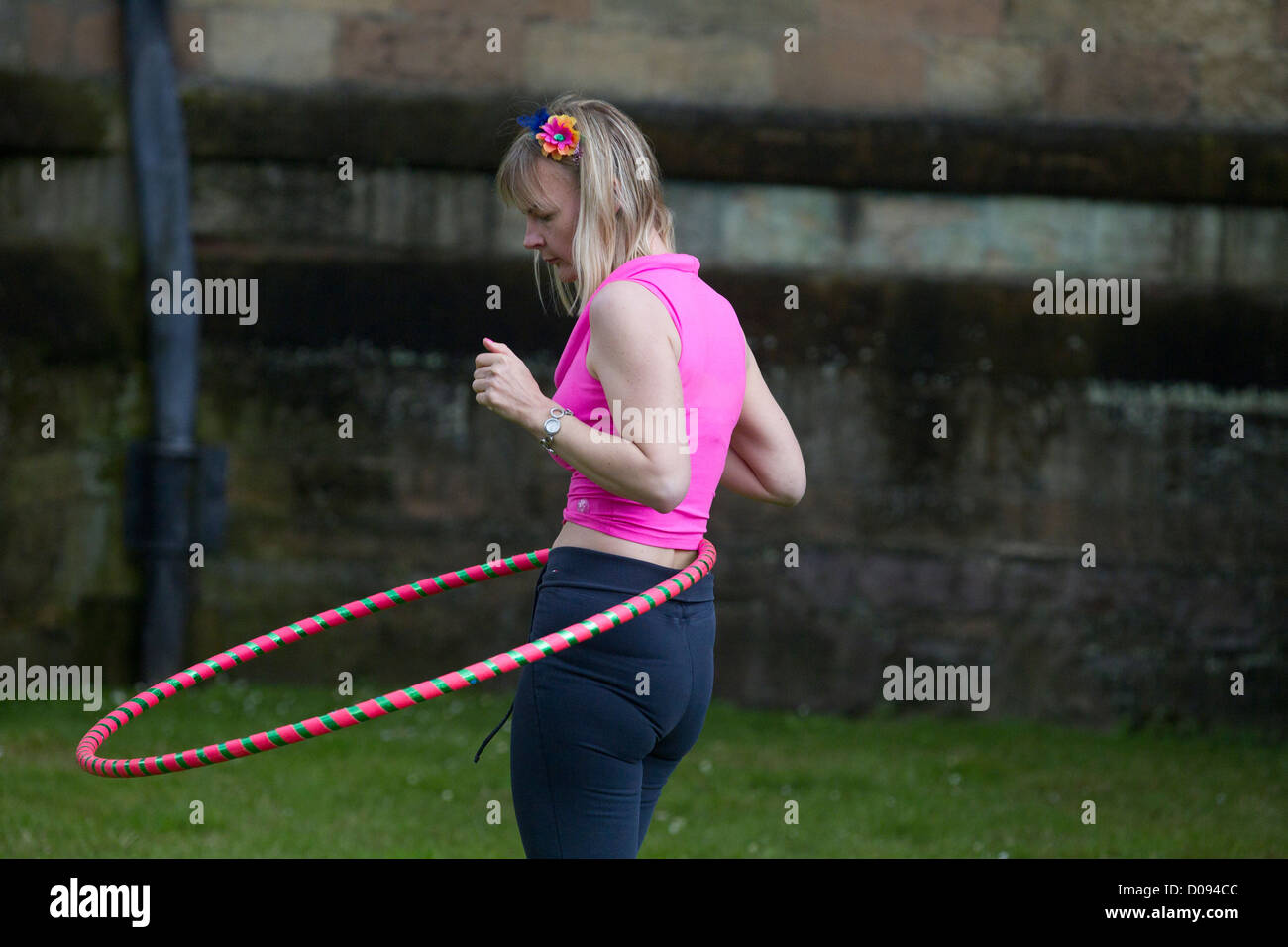 Lady with a Hula Hoop Stock Photo