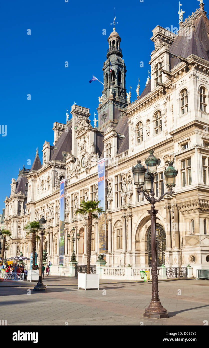 Exterior of the Mairie de Paris or Hotel de Ville City hall town hall Paris France EU Stock Photo