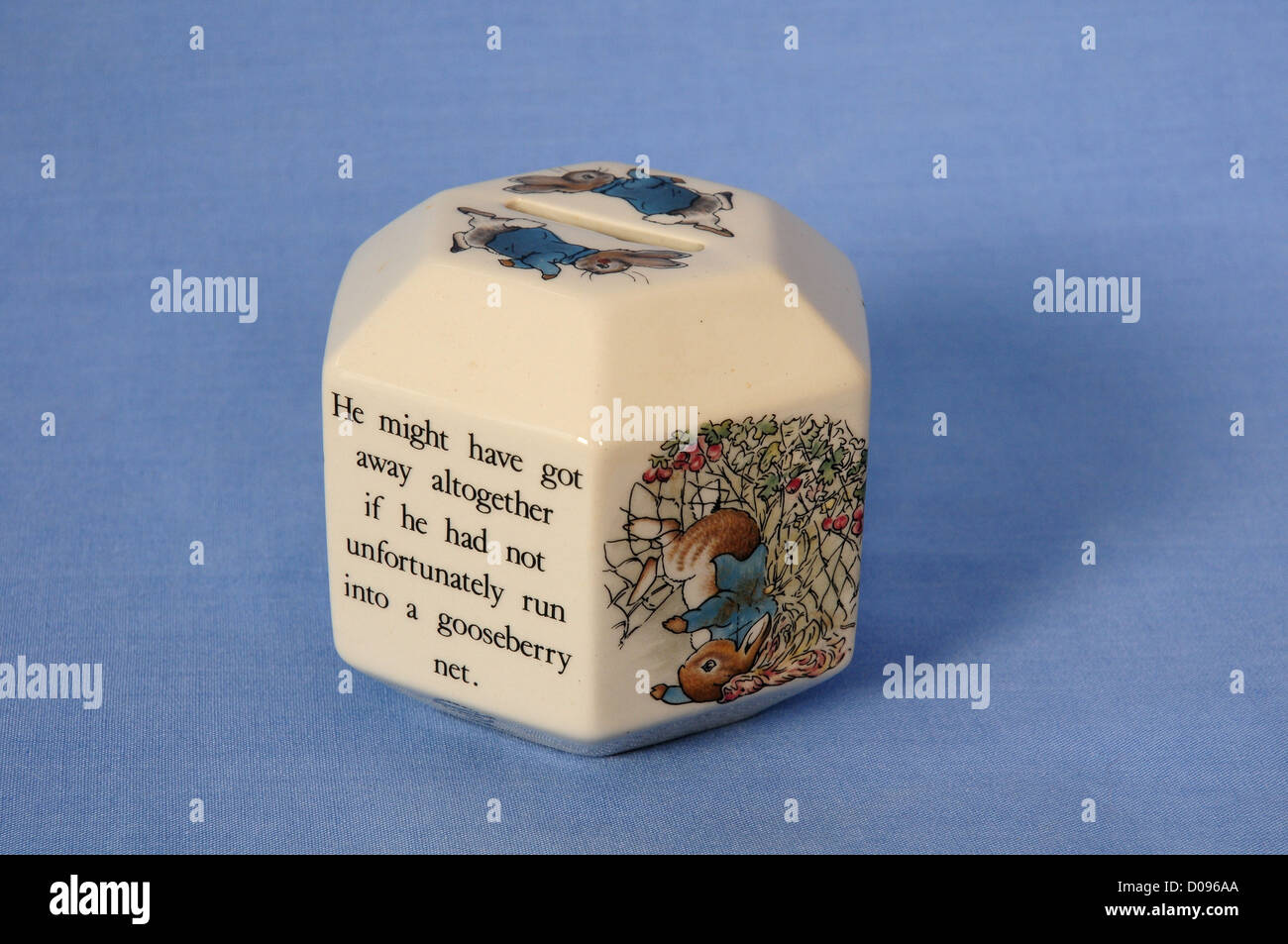 Child's money box depicting Beatrix Potter's Peter Rabbit. Stock Photo