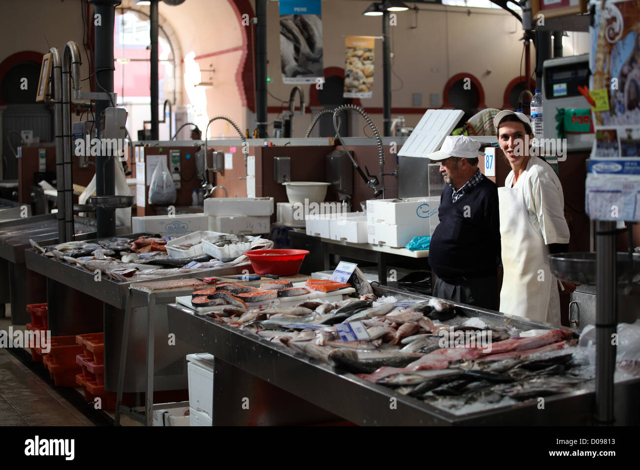 Algarve fish market stall Stock Photo Alamy