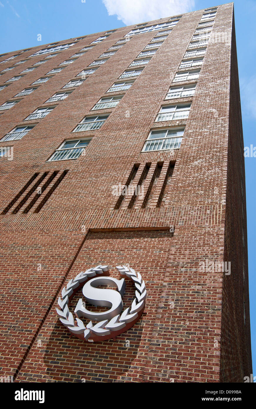 Sheraton hotel in downtown Raleigh, North Carolina. Tall red brick building. Stock Photo
