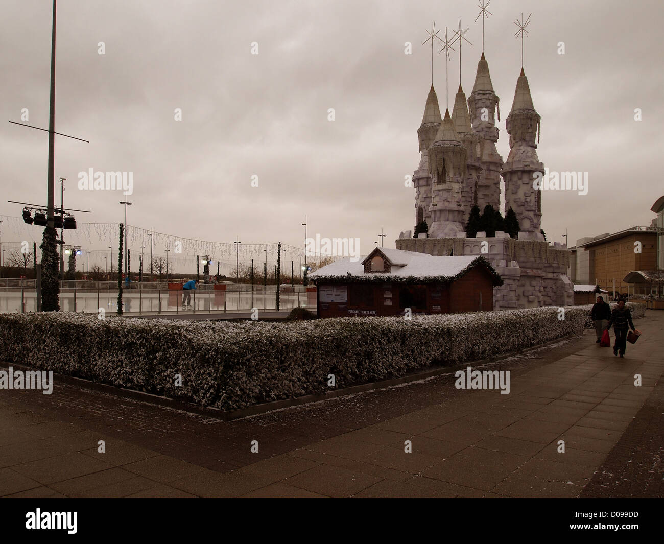 Ice skating rink formed for Christmas at Cribbs Causeway, Bristol, it