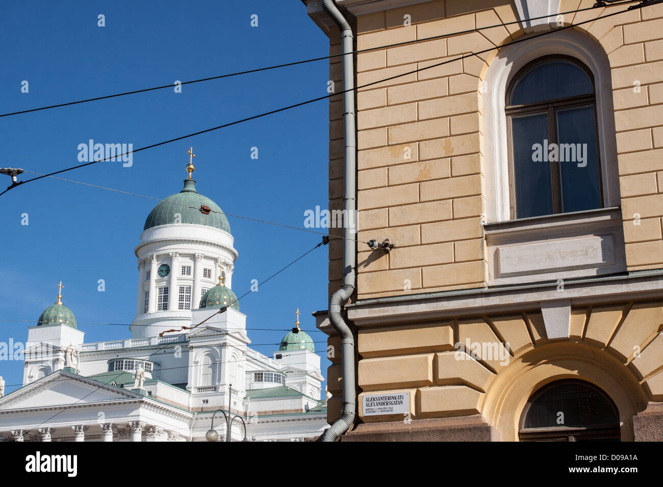 VIEW HELSINKI CATHEDRAL FACADE GOVERNMENTAL PALACE SENATE SQUARE TUOMIOKIRKKO CATHEDRAL HELSINKI FINLAND EUROPE Stock Photo