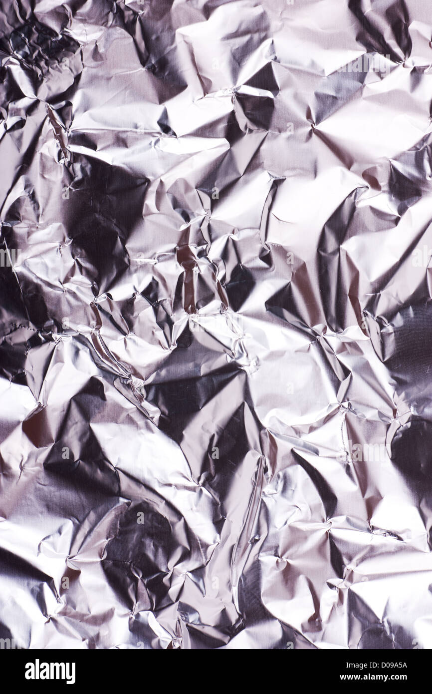 Macro view of background with aluminium foil Stock Photo