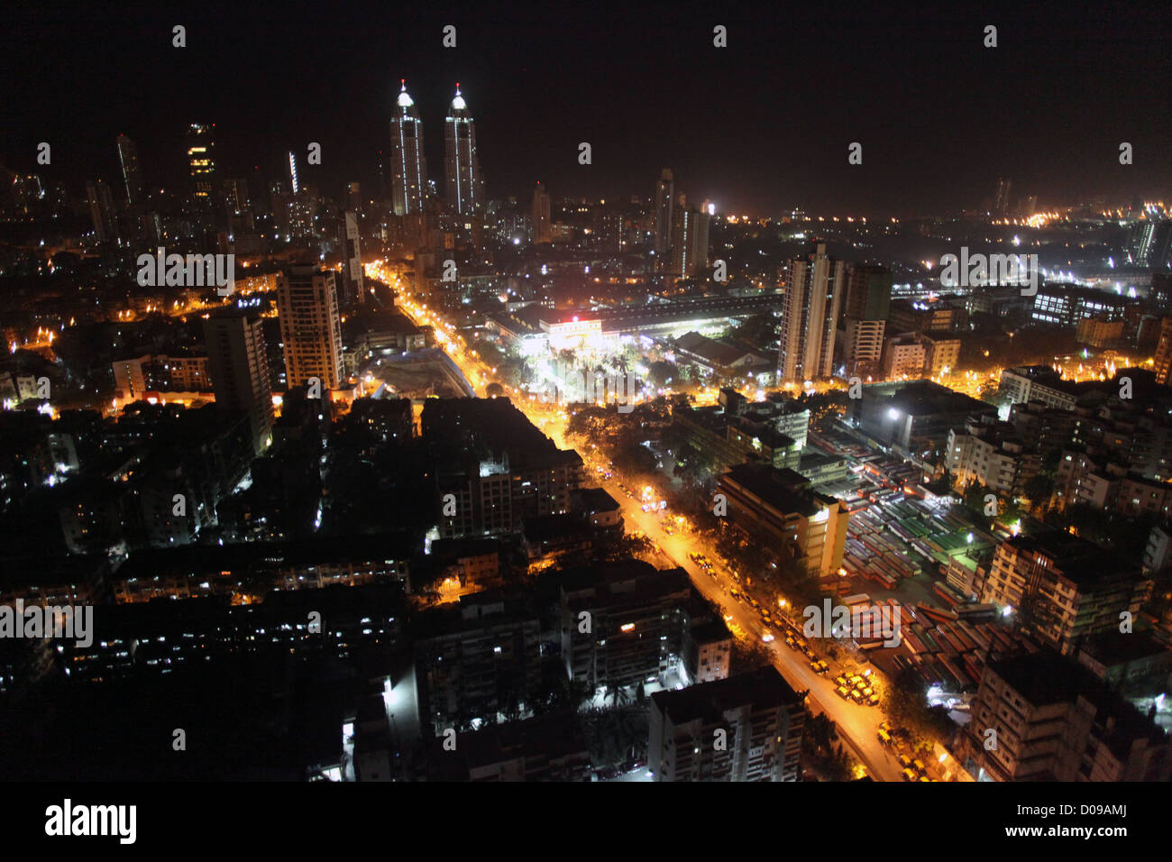 Bombay Mumbai in India seen from high at night time Stock Photo