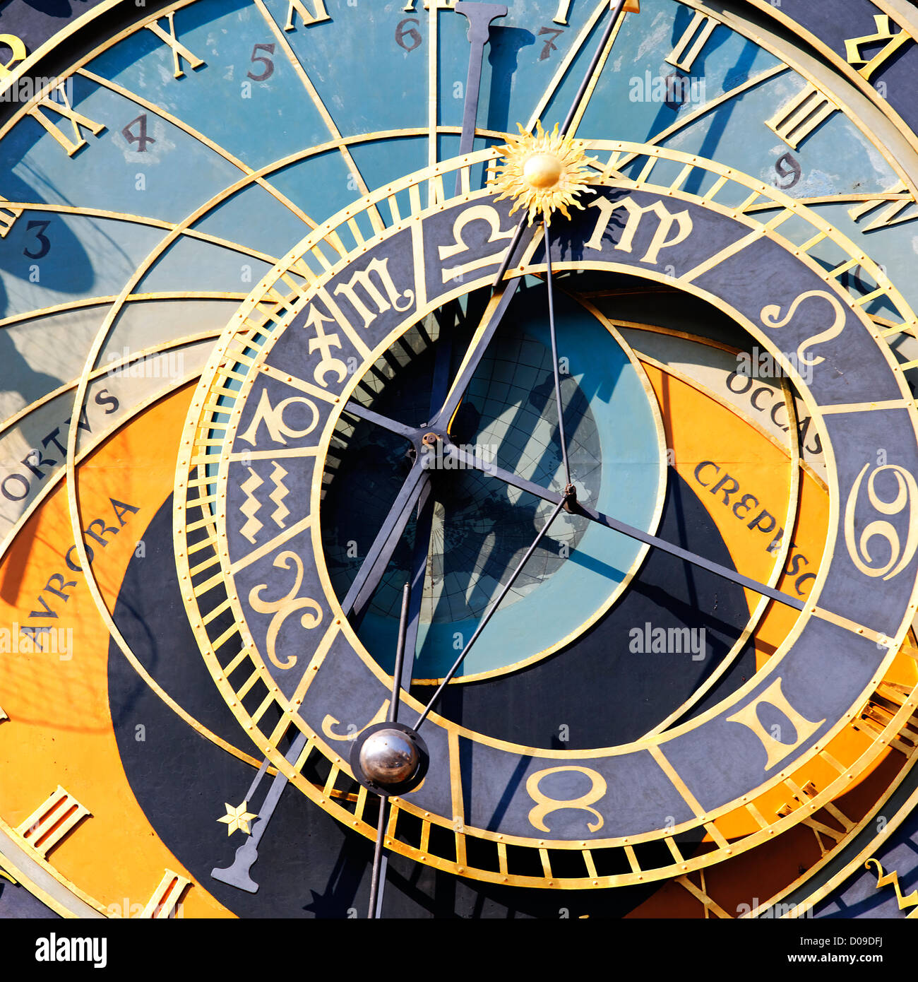 part of zodiacal clock in Prague city Stock Photo