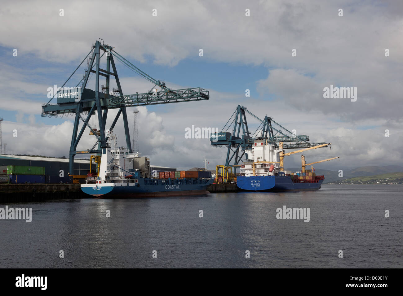 Clydeport Greenock Terminal on the River Clyde, Scotland UK Stock Photo