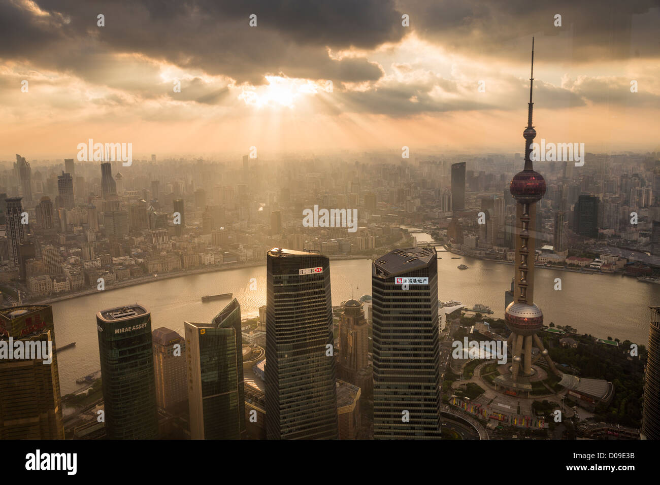 Aerial view of the Shanghai from Lujiazui Pudong area of Shanghai, China. Stock Photo